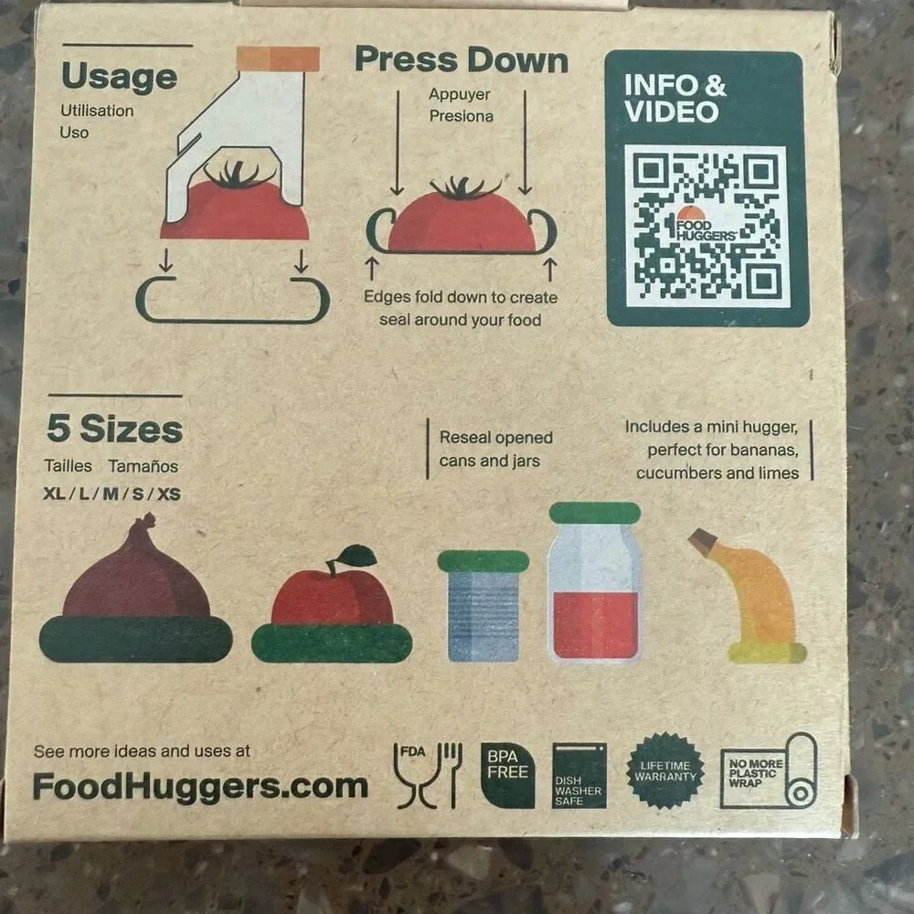 NWOT Food Huggers Multicolor BPA Free Reusable Assorted Silicone Food Savers
